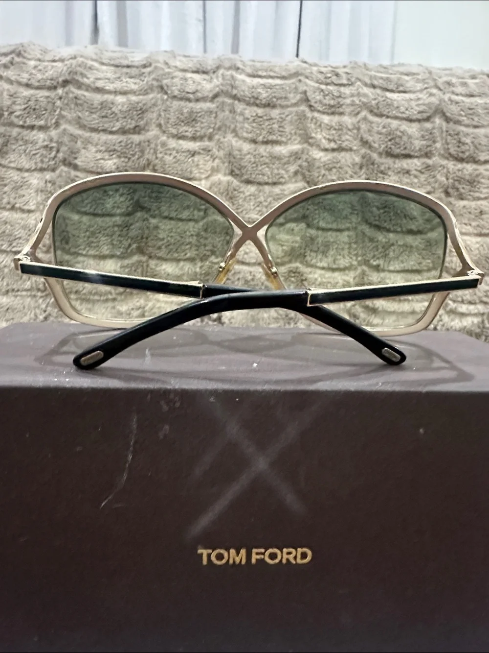 TOM FORD Women's Gold & Black Sunglasses with smoke Lenses